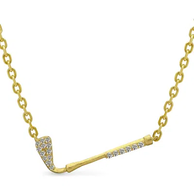 Pascal The Golf Club Necklace, White Diamond Pavé In Gold