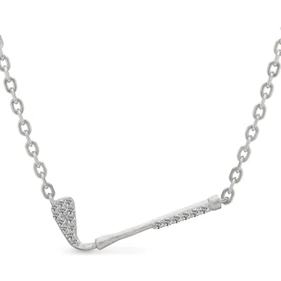 Pascal The Golf Club Necklace, White Diamond Pavé In Metallic