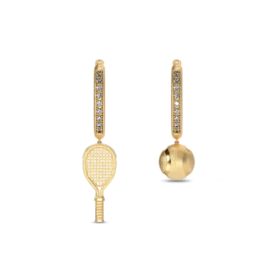 Pascal The Tennis Hoop Earrings, White Diamond In Gold