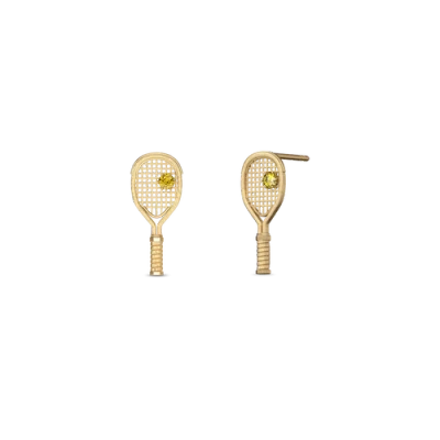 Pascal The Tennis Racket Stud Earring, Yellow Diamond In Gold