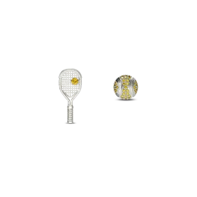 Pascal The Tennis Stud Earrings, Yellow Diamond Pavé In Metallic