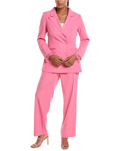Pascale La Mode 2pc Doubled Breasted Blazer & Pant Set In Pink