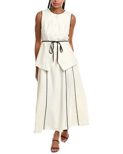 Pascale La Mode 2pc Elegant Belted Vest & Skirt Set In White