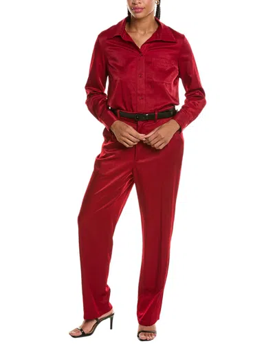 Pascale La Mode 2pc Long Sleeve Jacket & Pant Set In Red