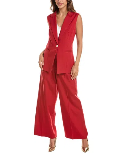 Pascale La Mode 2pc Premium Elegant Blazer & Pant Set In Red