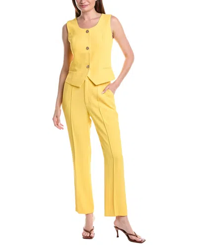 Pascale La Mode 2pc Vest & Pant Suit In Yellow