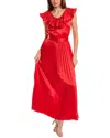 Pascale La Mode Accordion Pleated Maxi Dress In Red