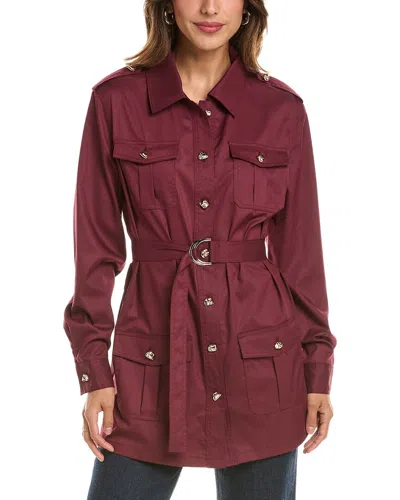 Pascale La Mode Belted Jacket In Burgundy
