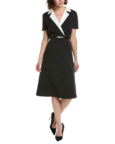 Pascale La Mode Contrast Collar A-line Dress In Black