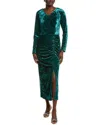 Pascale La Mode Crushed Velvet Midi Dress In Green