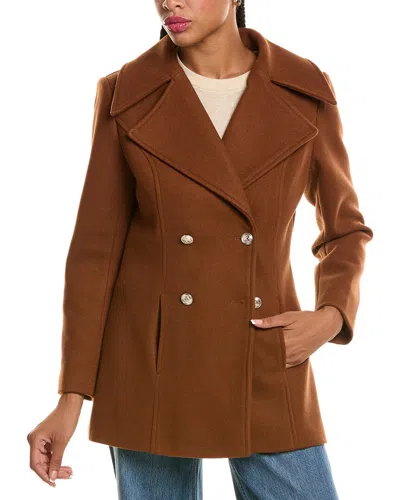 Pascale La Mode Doubled Breasted Overcoat In Brown