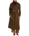 Pascale La Mode Doubled-breasted Belted Wool-blend Long Coat In Brown