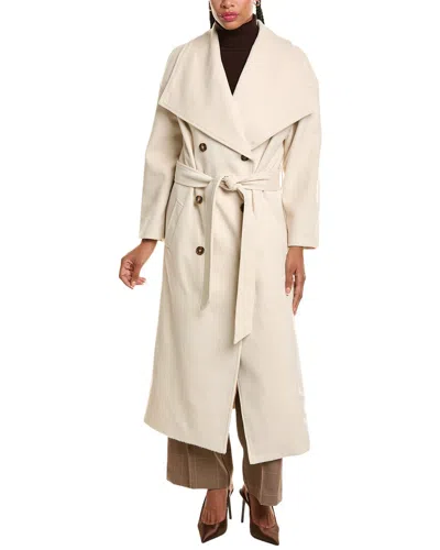 Pascale La Mode Doubled-breasted Belted Wool-blend Long Coat In Brown