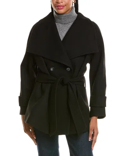Pascale La Mode Elegant Belted Overcoat In Black