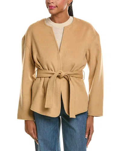Pascale La Mode Elegant Belted Wool-blend Overcoat In Neutral