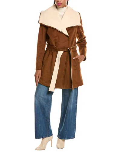 Pascale La Mode Elegant Wool-blend Overcoat In Brown