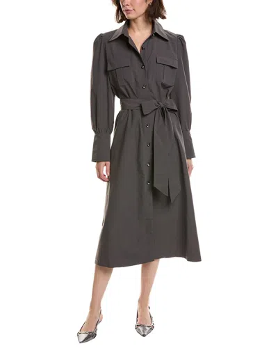 Pascale La Mode Flap Pocket Belted Shirtdress In Gray
