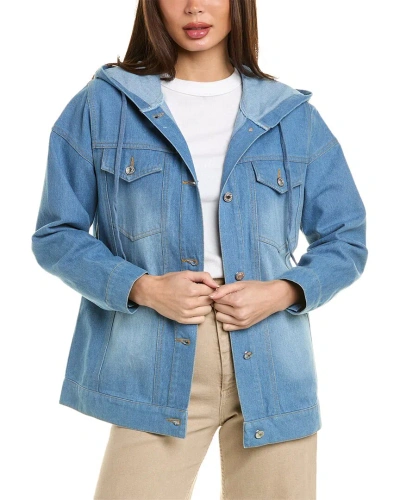 Pascale La Mode Hooded Denim Jacket In Blue