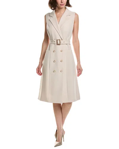 Pascale La Mode Lapel Collar Double-breasted Midi Dress In Neutral