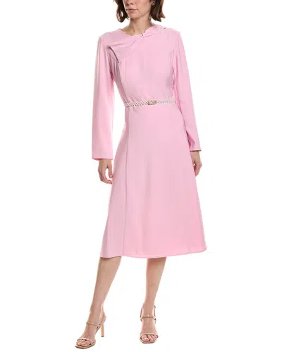 Pascale La Mode Long Sleeve Midi Shirtdress In Pink