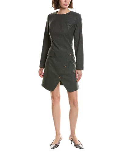 Pascale La Mode Long Sleeve Wool-blend Mini Dress In Brown