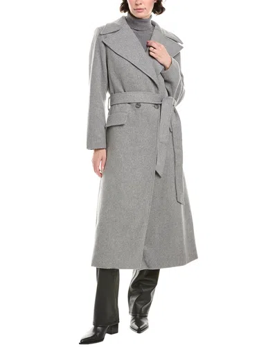 Pascale La Mode Long Wool-blend Trench Coat In Gray