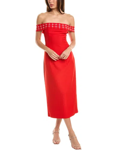 Pascale La Mode Off-the-shoulder Midi Dress In Red