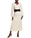 Pascale La Mode Pleated Waist Midi Dress In Neutral