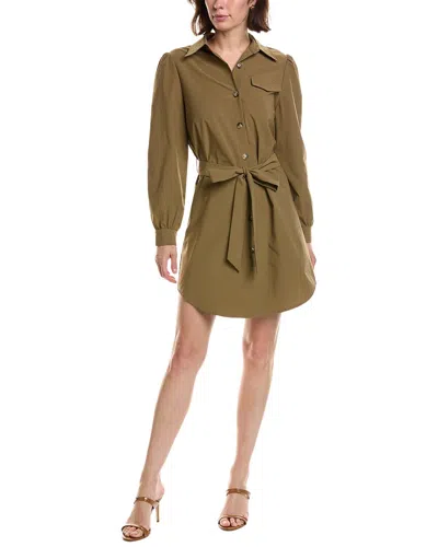 Pascale La Mode Puff Sleeve Belted Shirtdress In Brown
