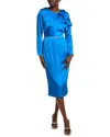 Pascale La Mode Satin Midi Dress In Blue