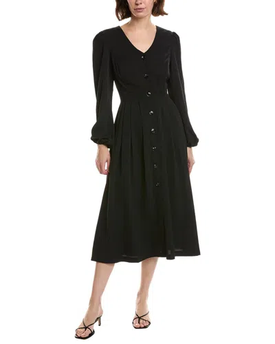 Pascale La Mode Sleeve Fold Pleated Shirtdress In Black