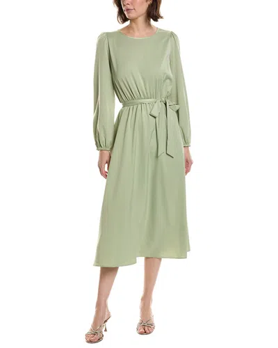 Pascale La Mode Sleeve Keyhole Back Belted Midi Dress In Green