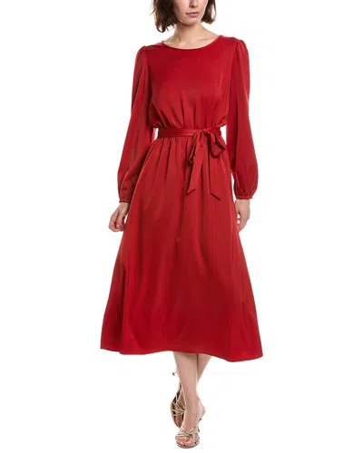 Pascale La Mode Sleeve Keyhole Back Belted Midi Dress In Red