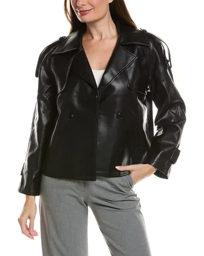 Pascale La Mode Tailored Faux Leather Jacket In Black