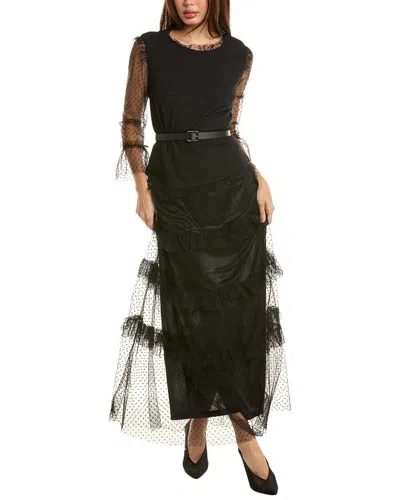 Pascale La Mode Textured Mesh Midi Dress In Black