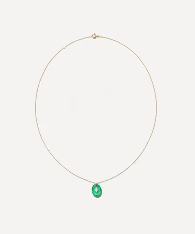 Pascale Monvoisin 9ct Gold Gina Mint Pendant Necklace In Green