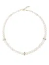 Pascale Monvoisin 9kt Yellow And White Gold Chelsea N°2 Pearl Diamond And Emerald Necklace In White