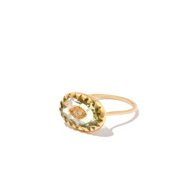Pascale Monvoisin 9k Yellow Gold Squad Amethyst Diamond Ring