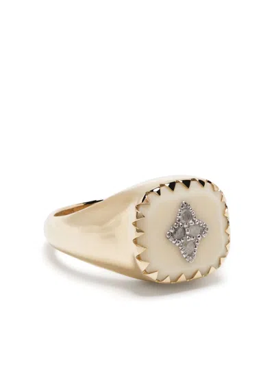 Pascale Monvoisin 9kt Yellow Gold Pierrot Bakelite Diamond Signet Ring