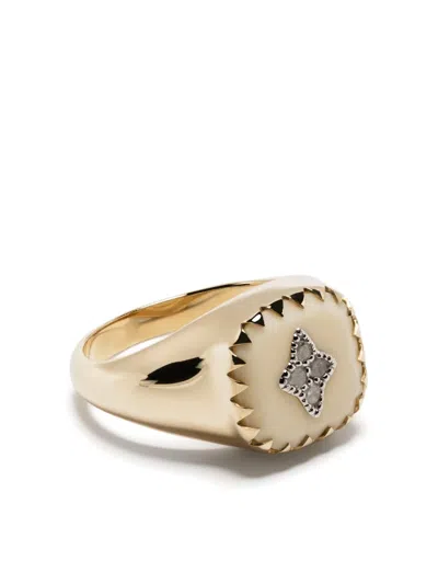 Pascale Monvoisin 9kt Yellow Gold Pierrot Bakelite And Diamond Signet Ring