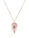 Pascale Monvoisin 9kt Yellow Gold Quartz And Diamond Necklace In Rosa