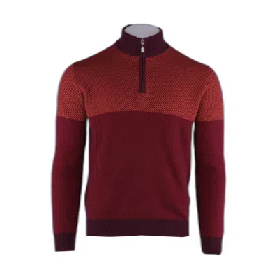 Pashmere Men's Pure Cashmere Angled Half Zip Sweater In Lava In Red
