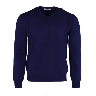 Pashmere Men's Pure Cashmere V-neck Polo In Navy In Blue