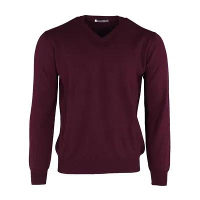 Pashmere Men's Pure Cashmere V-neck Top In Bordeaux In Red