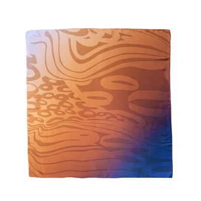 Pashmisy Women's Brown / Blue / Neutrals Silk Scarf In Bronze With Animal Print