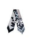 Pashmisy Women's Gold / Black / Brown Rust Bloom Skinny Silk Scarf In Black And Cream