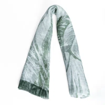 Pashmisy Women's Green / Grey Verdant Breeze Linen Scarf In Sage Green