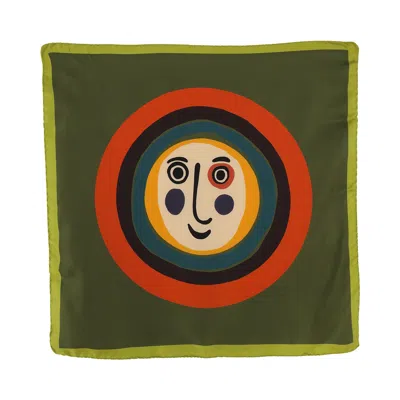 Pashmisy Women's Jolly Face Silk Scarf - Sacramento Green