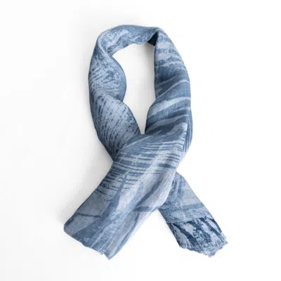Pashmisy Women's Ocean Breeze Linen Shawl In Indigo Blue