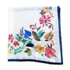 Pashmisy Women's Pink / Purple / White Floral Eden Silk Scarf In Navy And White In Pink/purple/white
